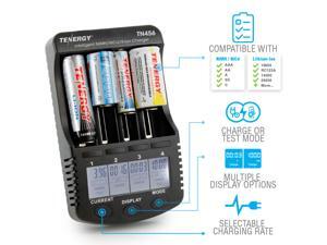 Tenergy TN456 Intelligent Universal Digital Battery Charger for Li-ion NiMH NiCd Rechargeable Batteries - 4 Slots, LCD Screen, USB Output Plug Tenergy TN456 Intelligent Universal Digital Battery Charger for Li-ion NiMH NiCd Rechargeable Batteries - 4 Slots, LCD Screen, USB Output Plug