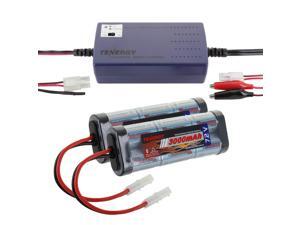 Tenergy 7.2V Battery Pack for RC Cars, 3000mAh NiMH Flat Battery Packs 2-Pack w/Standard Tamiya Connector + 7.2V-12V (6S-10S) Universal Battery Charger for NiMH/NiCd Battery for RC Cars, Airsoft Guns Tenergy 7.2V Battery Pack for RC Cars, 3000mAh NiMH Flat Battery Packs 2-Pack w/Standard Tamiya Connector + 7.2V-12V (6S-10S) Universal Battery Charger for NiMH/NiCd Battery for RC Cars, Airsoft Guns
