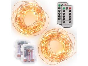 Tenergy [2 Pack] Battery Operated LED String Lights, 16.ft Light String 50 dimmable LEDs, Remote Control, AA Batteries, Outdoor Ready for Christmas Lights Decor, Wedding Decor, UL Certified …