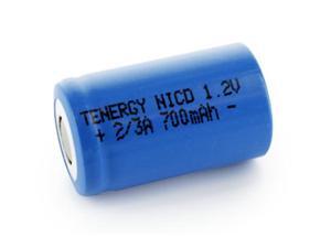 Tenergy 2/3A 700mAh NiCd Flat Top Rechargeable Battery - No Tabs Tenergy 2/3A 700mAh NiCd Flat Top Rechargeable Battery - No Tabs
