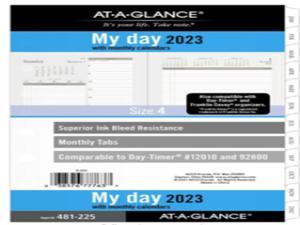 2023 AT-A-GLANCE My Day 8.5"" x 5.5"" Daily & Monthly Planner Refill White/Brown