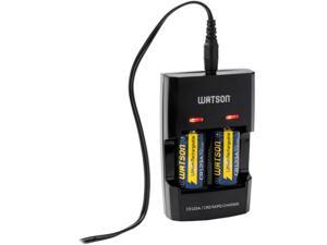 Watson Dual Rapid Charger for 3V CR123A and CR2 Lithium Batteries with 2 CR123A Batteries