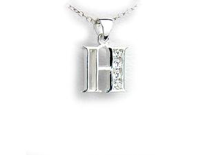 Personal Initial Pendant in Cubic Zirconias and Sterling Silver, 18" "H" Personal Initial Pendant in Cubic Zirconias and Sterling Silver, 18" "H"