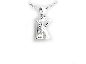 Personal Initial Pendant in Cubic Zirconias and Sterling Silver, 18" "K" Personal Initial Pendant in Cubic Zirconias and Sterling Silver, 18" "K"