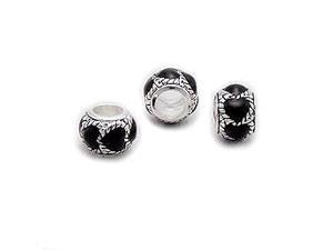Cheneya Sterling Silver and Black Enamel Bead Cheneya Sterling Silver and Black Enamel Bead