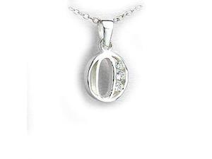 Personal Initial Pendant in Cubic Zirconias and Sterling Silver, 18" "O" Personal Initial Pendant in Cubic Zirconias and Sterling Silver, 18" "O"