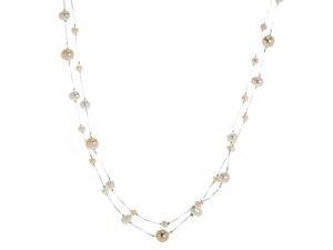 Freshwater Cultured Pearl and Silver Silk Necklace, 60" Freshwater Cultured Pearl and Silver Silk Necklace, 60"