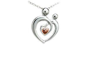 Sterling Silver Mother and Child Pendant with Pink Gold Plated Heart Sterling Silver Mother and Child Pendant with Pink Gold Plated Heart