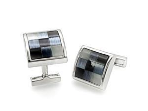 Sleek Rhodium Plated Multi Colored Mosaic Cats Eye Cuff Links Sleek Rhodium Plated Multi Colored Mosaic Cats Eye Cuff Links