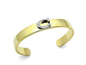 Two Tone Gold & Silver Bangle Cuff Bracelet, Letter "C" in Top Grade Crystal Two Tone Gold & Silver Bangle Cuff Bracelet, Letter "C" in Top Grade Crystal