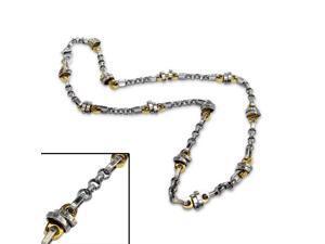 Men's Gold and Silver Tone Stainless Steel Rolo Link Chain Necklace, 21.5" Men's Gold and Silver Tone Stainless Steel Rolo Link Chain Necklace, 21.5"
