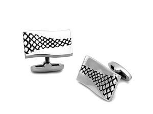 Rectangle Silver Tone and Black Epoxy Design High Polished Stainless Steel Cufflink Rectangle Silver Tone and Black Epoxy Design High Polished Stainless Steel Cufflink