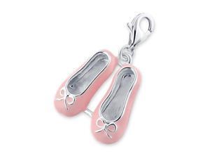 Pretty Pink Sterling Silver Ballet Slippers/Shoes Charm with Lobster Claw Clasp Pretty Pink Sterling Silver Ballet Slippers/Shoes Charm with Lobster Claw Clasp