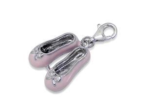 Sterling Silver Slipper in Pink with Silver Ribbon Sterling Silver Slipper in Pink with Silver Ribbon