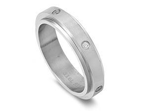 Stainless steel spinner ring with cubic Zirconias, Size 11 Stainless steel spinner ring with cubic Zirconias, Size 11