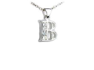 Personal Initial Pendant in Cubic Zirconias and Sterling Silver, 18" "B" Personal Initial Pendant in Cubic Zirconias and Sterling Silver, 18" "B"