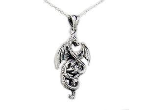 Large Sterling Silver Dragon Pendant, 18" Large Sterling Silver Dragon Pendant, 18"