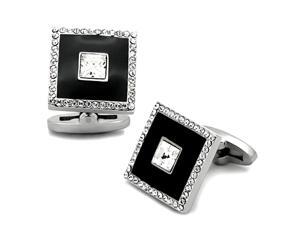 Black Stainless Steel Square and Top Grade Crystal Cufflinks Black Stainless Steel Square and Top Grade Crystal Cufflinks