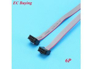 5pcs FC-6P 6 Pins 2.54mm Pitch JTAG AVR Download Cable Wire Connector Gray Flat Ribbon Data Cable 28AWG 300V 30cm