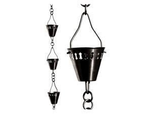 Full Length Rain Chain in Brushed Stainless Shade Cup Full Length Rain Chain in Brushed Stainless Shade Cup