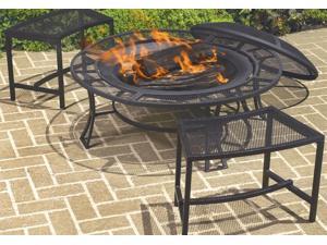 Diamond Mesh Fire Pit W Table Edge Risers In Black Newegg Com