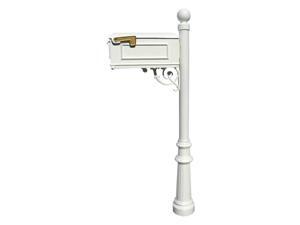 Lewiston Mailbox and Post w Fluted Base and Ball Finial - White Lewiston Mailbox and Post w Fluted Base and Ball Finial - White