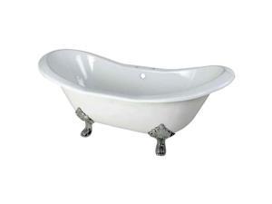 Kingston Brass VCT7D7231NC1 Kingston Brass 72 in. Cast Iron Double Slipper Clawfoot Bathtub with Chrome Feet and 7 in. Centers Faucet Drillings, White Kingston Brass VCT7D7231NC1 Kingston Brass 72 in. Cast Iron Double Slipper Clawfoot Bathtub with Chrome Feet and 7 in. Centers Faucet Drillings, White