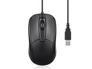 Perixx PERIMICE-209U Wired USB Mouse with Scroll Wheel for Left or Right-hand Use, for Computers and Laptops, Black