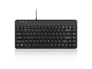Perixx PERIBOARD-409H, Mini Keyboard with USB Port - 12.40x5.79x0.79 Inch Dimension - Piano Black - Build in 2x USB2.0 Hubs - USB Interface - US English Layout