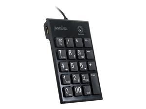 Perixx PERIPAD-202HB, Wired Numeric Keypad for Laptop - USB - Built-in 2xUSB Hub - Tab Key Feature - Full Size 19 Keys - Big Print Letters - Silent X Type Scissor Keys - Black