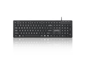Perixx PERIBOARD-117 Wired USB Keyboard with Standard US Layout and Chiclet Big Print Keys, Black