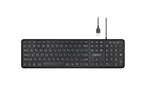 Perixx PERIBOARD-210 US Wired Full-Size USB Keyboard with Quiet Scissor Keys for Desktop, Laptop, and Tablet - Black - US English Layout