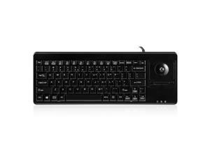 Perixx PERIBOARD-514PLUS, Mini Keyboard with Trackball - 14.56" x 5.39" x 1.13" - Wired 2xPS2 Connector with 1xUSB Adapter - Fit with 19" Rack, Kiosk, or Industrial Use
