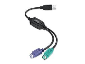 Perixx PERIPRO-401 PS2 USB Cable Cord Adapter for Keyboard and Mouse with PS/2 Interface,  Built-in USB Controller and Support PS2 Port of KVM Switch, Black