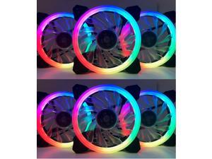 EPOWER DAZZLE 120mm Quiet ARGB DUAL LED RING Fan (6-Pack) with  10 Port Fan Hub and RF Remote