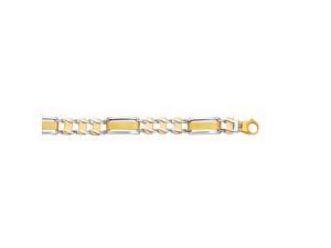 14k Yellow White Gold 8.50" Shiny Railroad Type Men’s Rolex Bracelet with Fancy