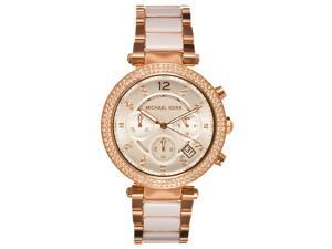 Michael Kors Womens Parker White and Rose Gold-tone Chronograph Watch