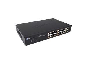 BV-Tech 18 Port PoE+ Switch (16 PoE+ Ports | 2 Gigabit Ethernet uplink) - 19" Rackmount - 135W - 802.3af/at – Black BV-Tech 18 Port PoE+ Switch (16 PoE+ Ports | 2 Gigabit Ethernet uplink) - 19" Rackmount - 135W - 802.3af/at – Black