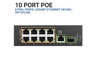 – 96W 8 PoE+ Ports2 Gigabit Ethernet Uplink Switch BV-Tech 10 Port PoE/PoE 