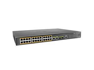 BV-Tech 26 Port PoE+ Managed Switch (24 PoE+ Ports | 2 Gigabit Ethernet / SFP Uplink) - 240W High Power - 802.3at / Hi-POE BV-Tech 26 Port PoE+ Managed Switch (24 PoE+ Ports | 2 Gigabit Ethernet / SFP Uplink) - 240W High Power - 802.3at / Hi-POE