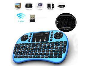 Rii i8+ 2.4Ghz Mini Wireless Keyboard w/BACKLIGHT for Raspberry PI Kodi PC PS4 (Blue)
