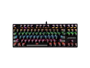 LED Backlit Mechanical Gaming Keyboard Compact 87 Key Mechanical Computer Keyboard USB Wired Blue Switches for Windows PC Gamers