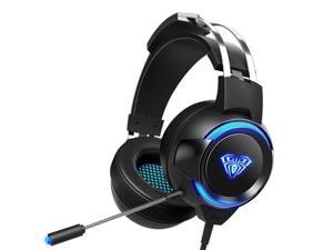 USB Ultralight Gaming Headset- 7.1 LED Light 4D Surround Sound Headphones with Noise Cancelling Mic for PC Laptops
