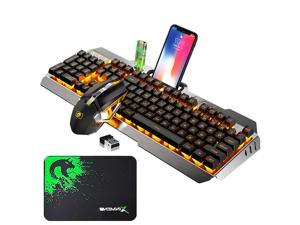 Wireless Gaming Keyboard And Mouse Set, Rechargable Backlit Mechanical Feel Waterproof Metal Panel Keyboard Mouse for Laptop PC Gamer