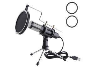 Condenser USB Microphone with Tripod Stand for Game Chat Skype YouTube Studio Audio Recording Laptop Computer