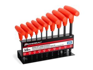 Powerbuilt 10 Piece SAE T-Handle Hex Key Set, size from 2mm to 10mm, 940201