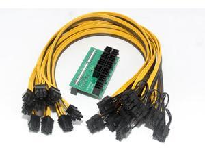 Mining Power Supply Kit: 10*6Pin Port Breakout Adapter Board with 10pcs 50CM UL 1007 18AWG 6Pin Male to 6+2Pin Male Cable Mining Power Supply Kit: 10*6Pin Port Breakout Adapter Board with 10pcs 50CM UL 1007 18AWG 6Pin Male to 6+2Pin Male Cable