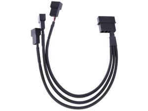 Fan Splitter Adapter Cable 4pin IDE Molex to 3 x 3 pin 20cm Y Splitter Power Cable 12v Black Sleeved Fan Splitter Adapter Cable 4pin IDE Molex to 3 x 3 pin 20cm Y Splitter Power Cable 12v Black Sleeved