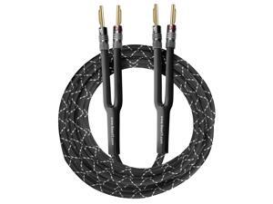 GearIT 12AWG Premium Heavy Duty Braided Speaker Wire (10 Feet) with Dual Gold Plated Banana Plug Tips - Oxygen-free Copper (OFC) Construction, Black