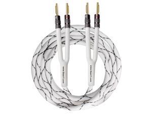 GearIT 12AWG Premium Heavy Duty Braided Speaker Wire (3 Feet) with Dual Gold Plated Banana Plug Tips - Oxygen-free Copper (OFC) Construction, White